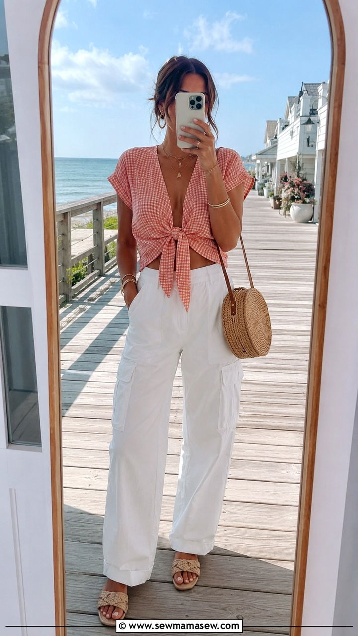 Cargo Pants With Tie Front Top - 30 How to style cargo pants in summer
