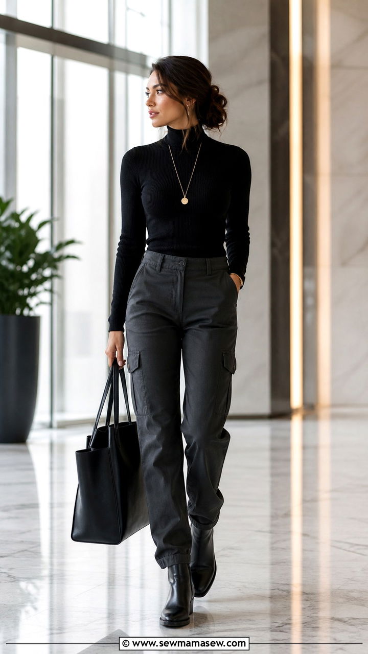 Cargo Pants With Turtleneck And Chelsea Boots - 40 casual cargo pants outfits