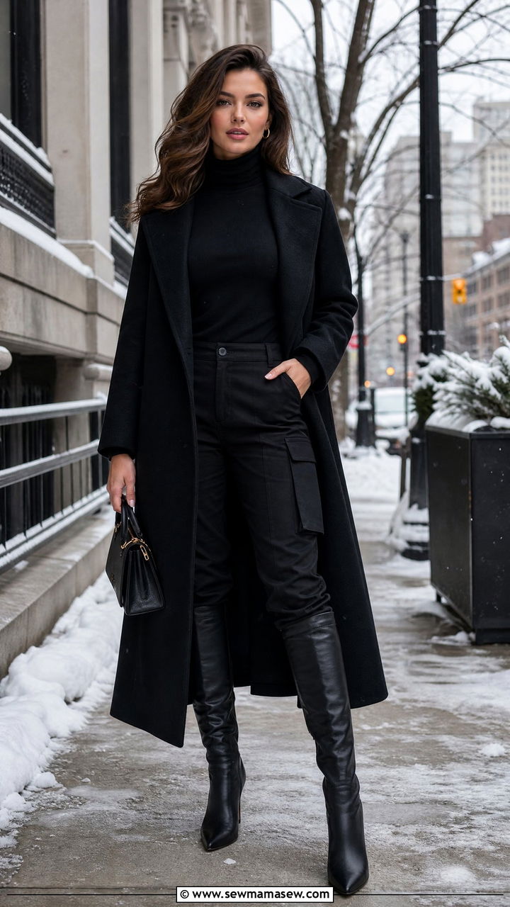 Cargo Pants With Turtleneck and Knee High Boots - 30 cute cargo pants outfits