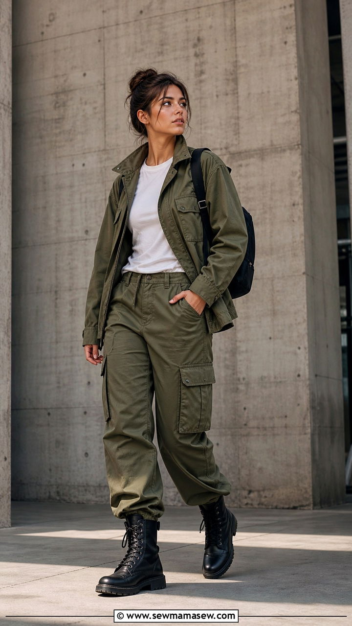 Cargo Pants With Utility Jacket And Combat Boots - 40 casual cargo pants outfits