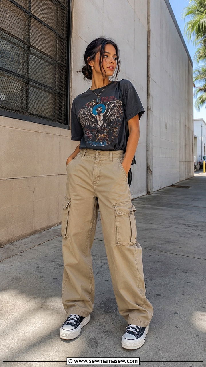 Cargo Pants With a Graphic Tee and Platform Sneakers - 30 Trendy outfits for 15 year olds