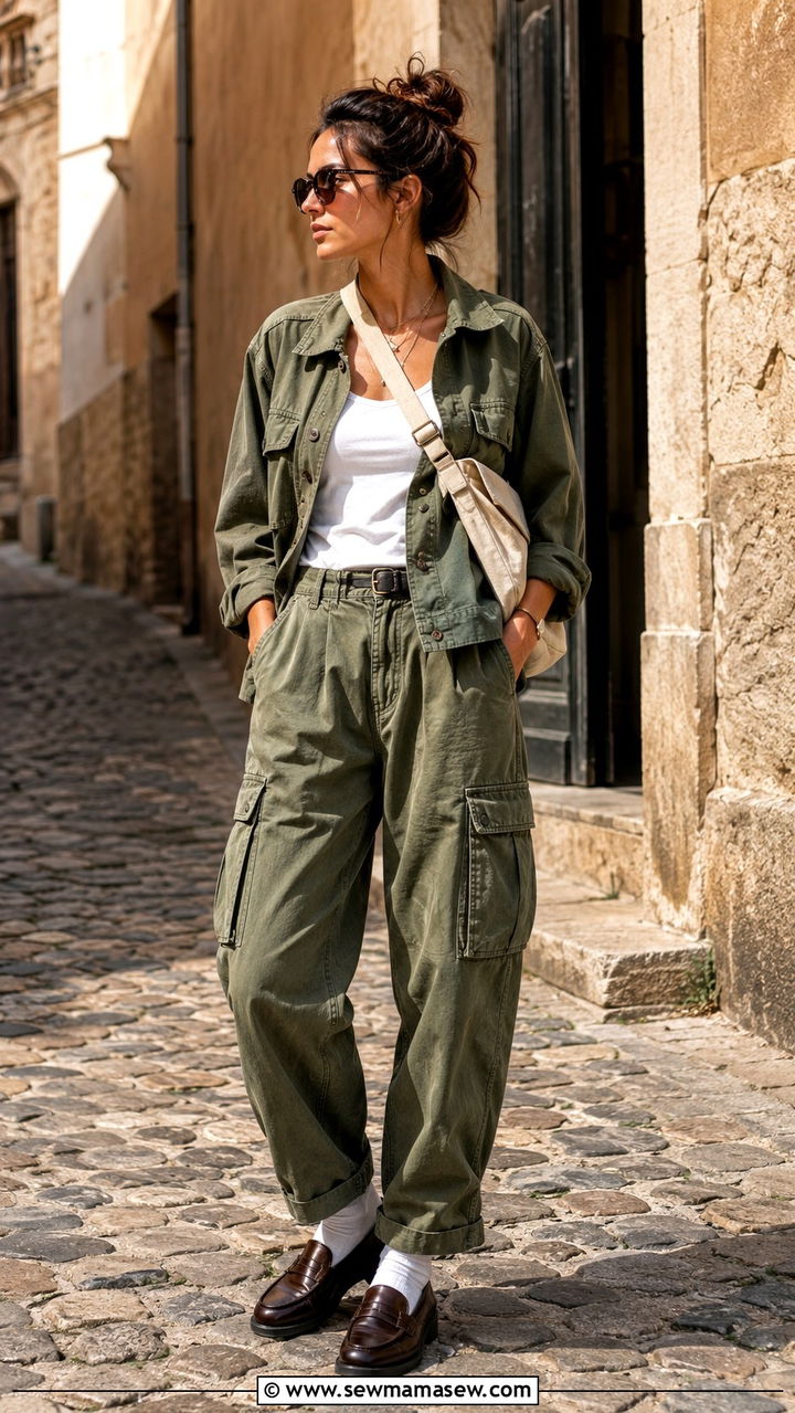 Cargo Pants With a Utility Jacket and Loafers - 30 How to style loafers