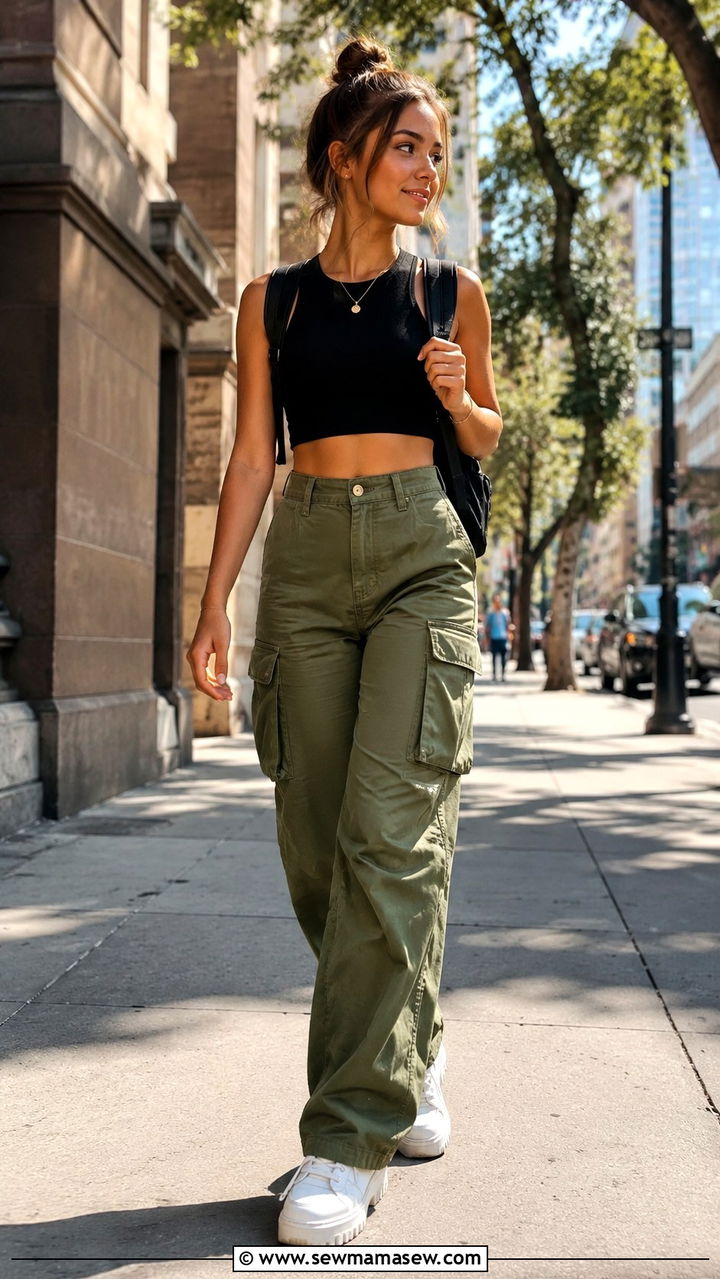 Cargo Pants and Crop Top Travel Outfit - 25 Travel outfit ideas for teens