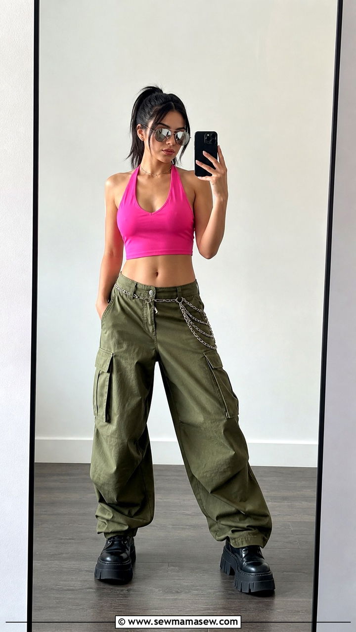 Cargo Pants and Cropped Halter Top - 40 Y2K outfit ideas
