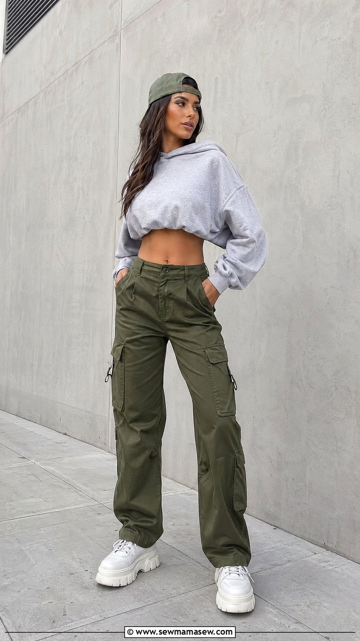 Cargo Pants and Cropped Hoodie Outfit - 35 Edgy outfit ideas