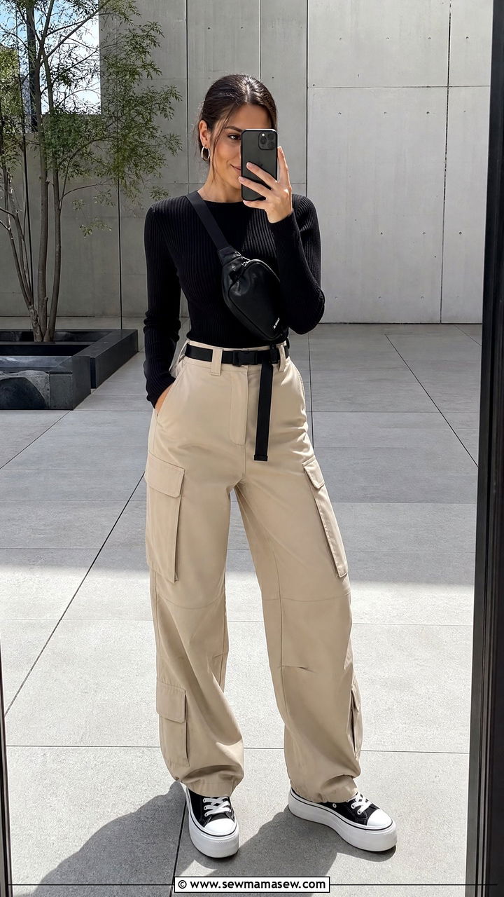 Cargo Pants and Fitted Knit Top Errands Outfit - 30 errands outfits ideas