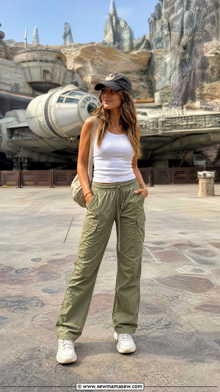 Cargo Pants and Fitted Tank Disney World Spring Outfit - 30 Disney World outfit ideas spring
