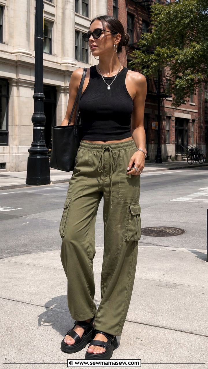 Cargo Pants and Fitted Tank Summer Outfit - 40 Summer outfits for women
