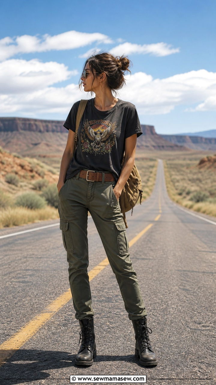 Cargo Pants and Graphic Tee - 40 Spring travel outfits