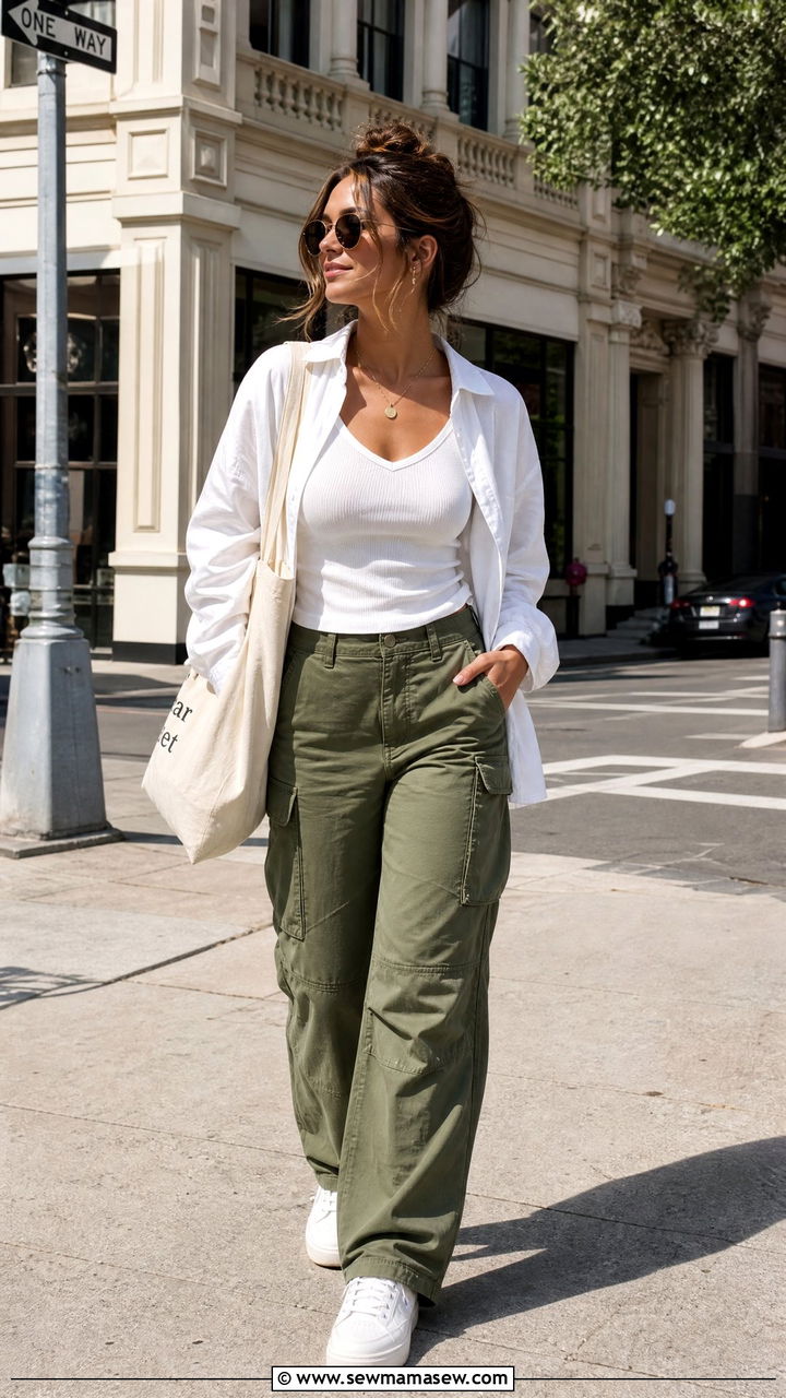 Cargo Pants and White Sneakers Outfit - 25 French girl outfit ideas Jane Birkin