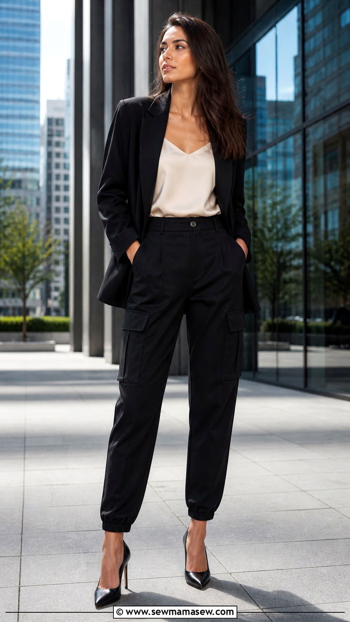 Cargo Pants with Blazer and Pumps - 40 cargo pants outfits for women