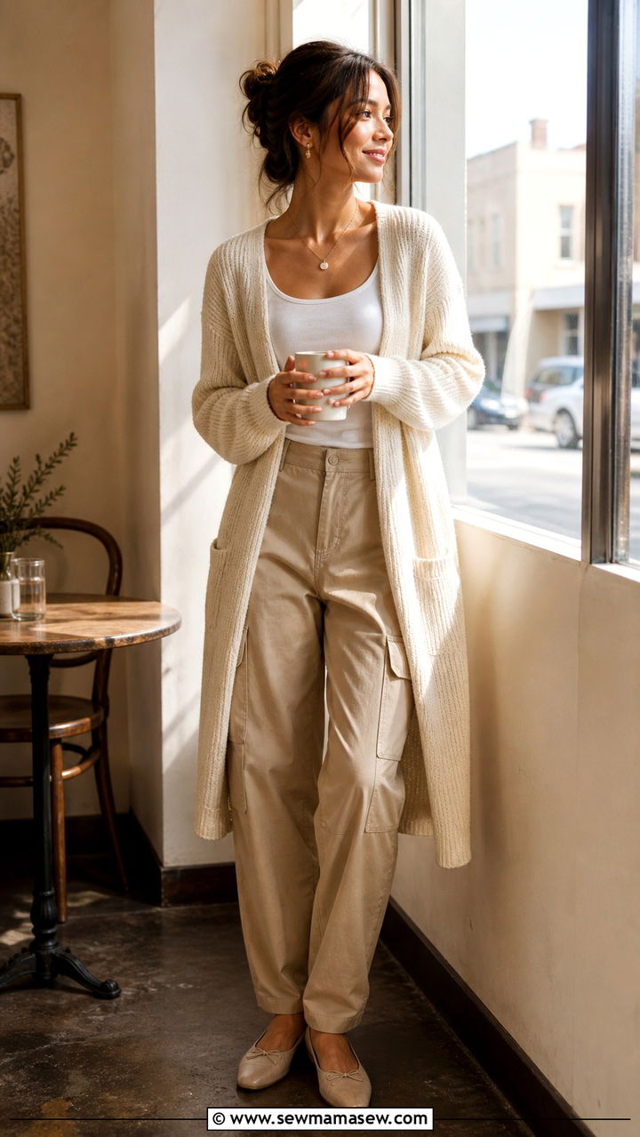 Cargo Pants with Cardigan Outfit - 40 cargo pants outfits ideas