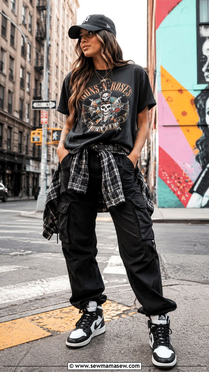 Cargo Pants with Graphic Tee and High Top Sneakers - 30 How to style cargo pants