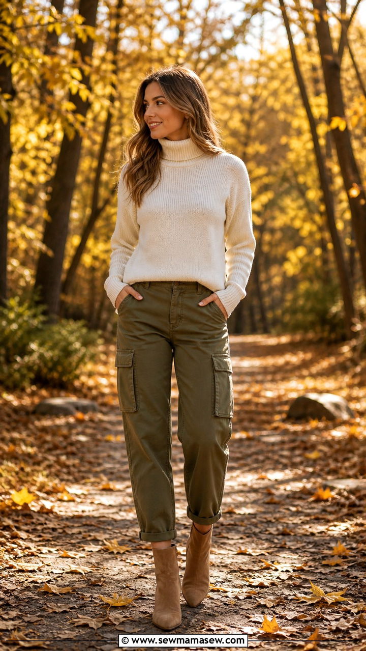 Cargo Pants with Puffer Jacket and Snow Boots - 40 cargo pants outfits for women