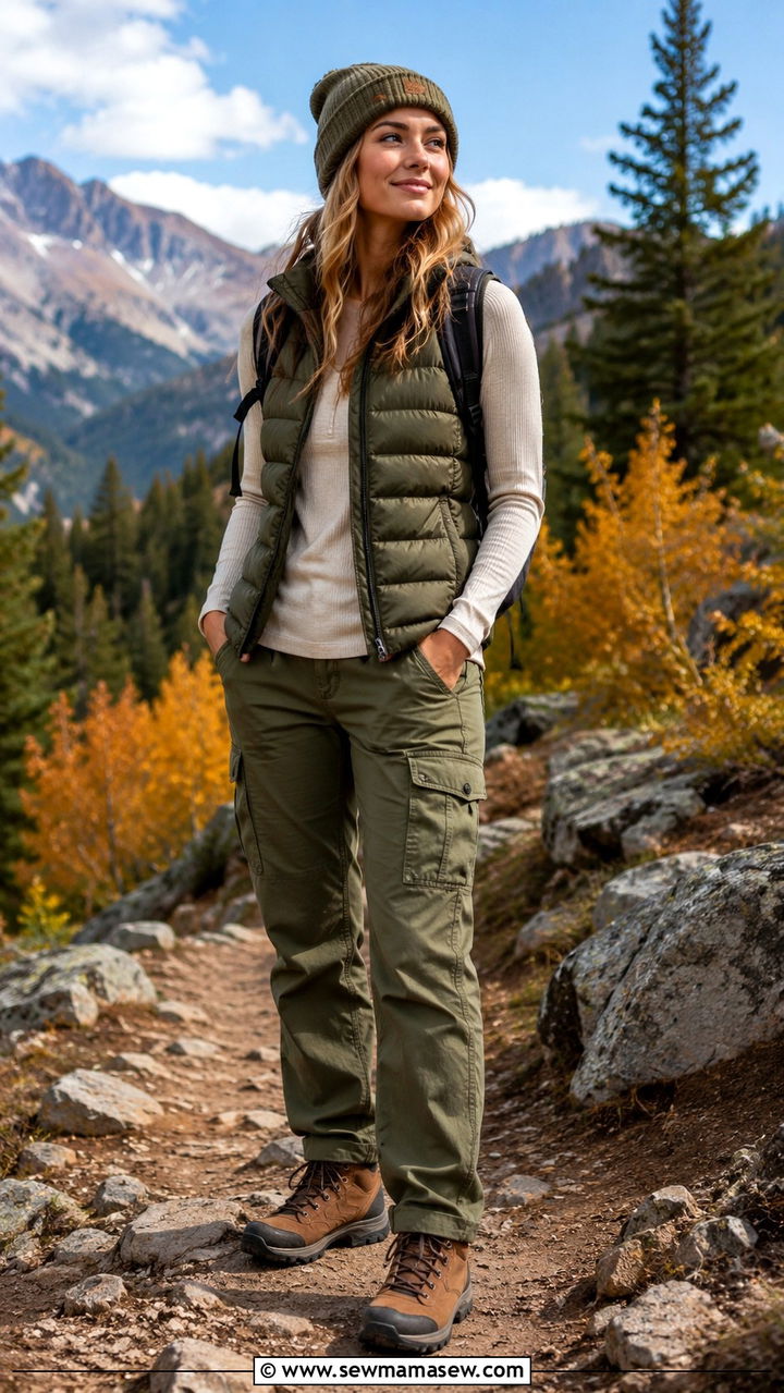 Cargo Pants with Puffer Vest and Hiking Boots - 30 How to style cargo pants