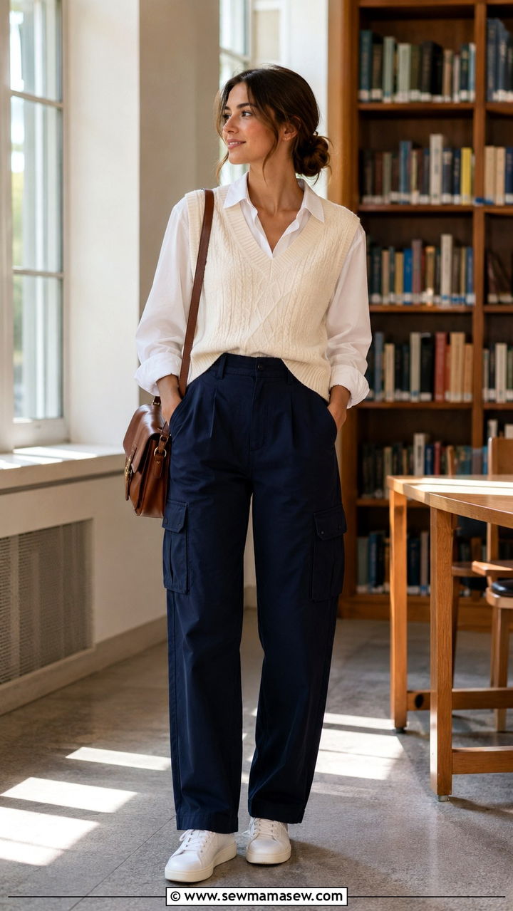 Cargo Pants with Puffer Vest and Trail Sneakers - 30 Cargo pants outfit ideas with sneakers