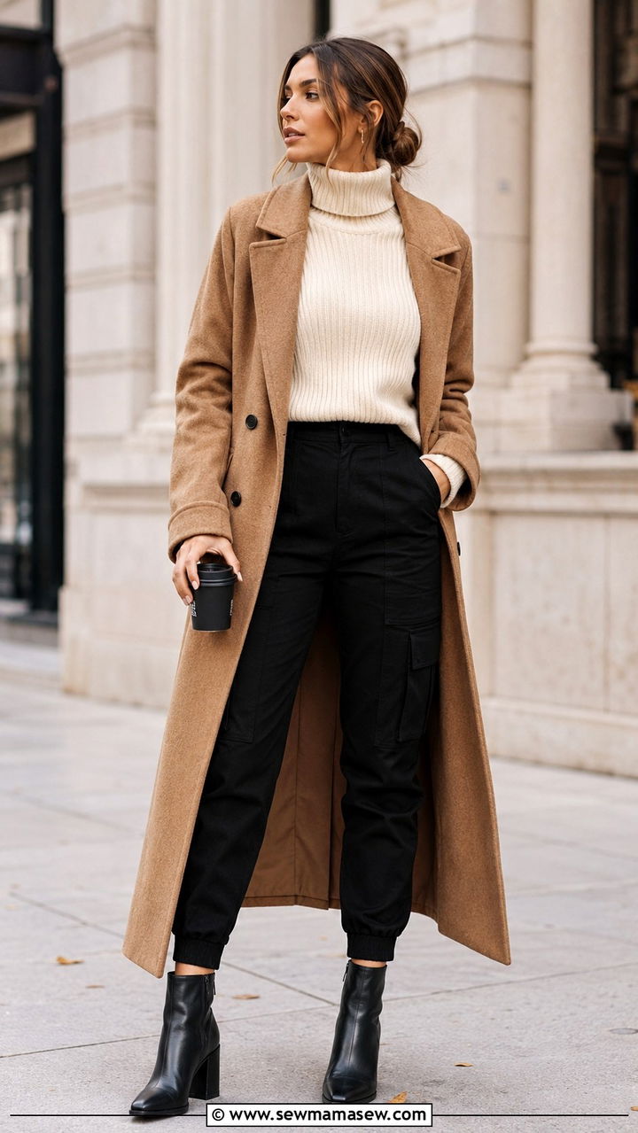 Cargo Pants with Turtleneck and Ankle Boots - 30 How to style cargo pants