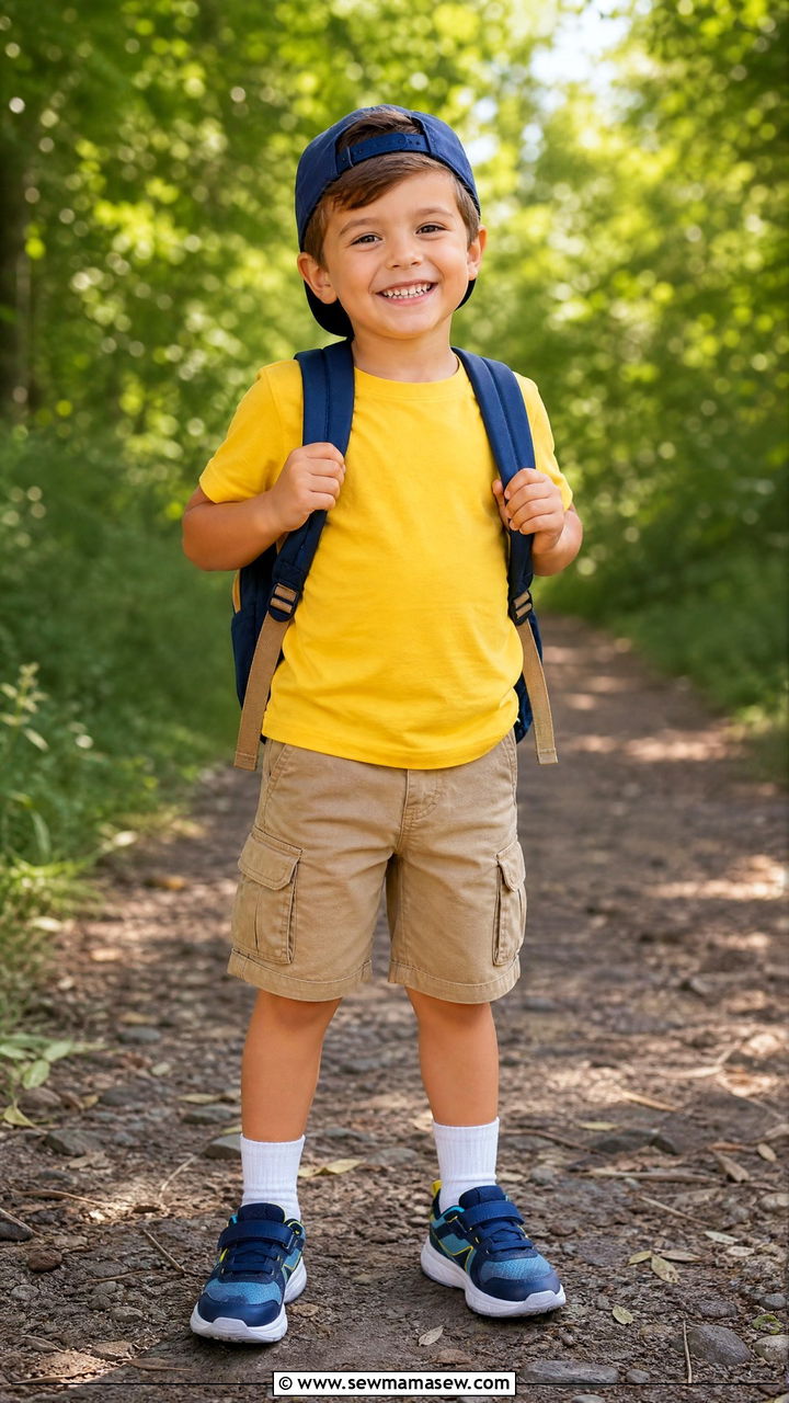 Cargo Shorts with Plain Cotton Tee - 25 First day of kindergarten outfit ideas