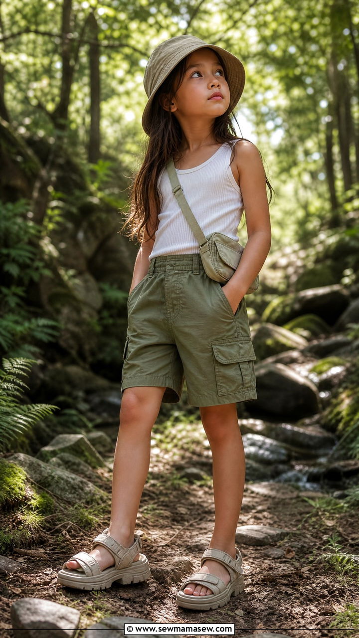 Cargo Shorts with Tank Top - 30 Summer outfits for little girls