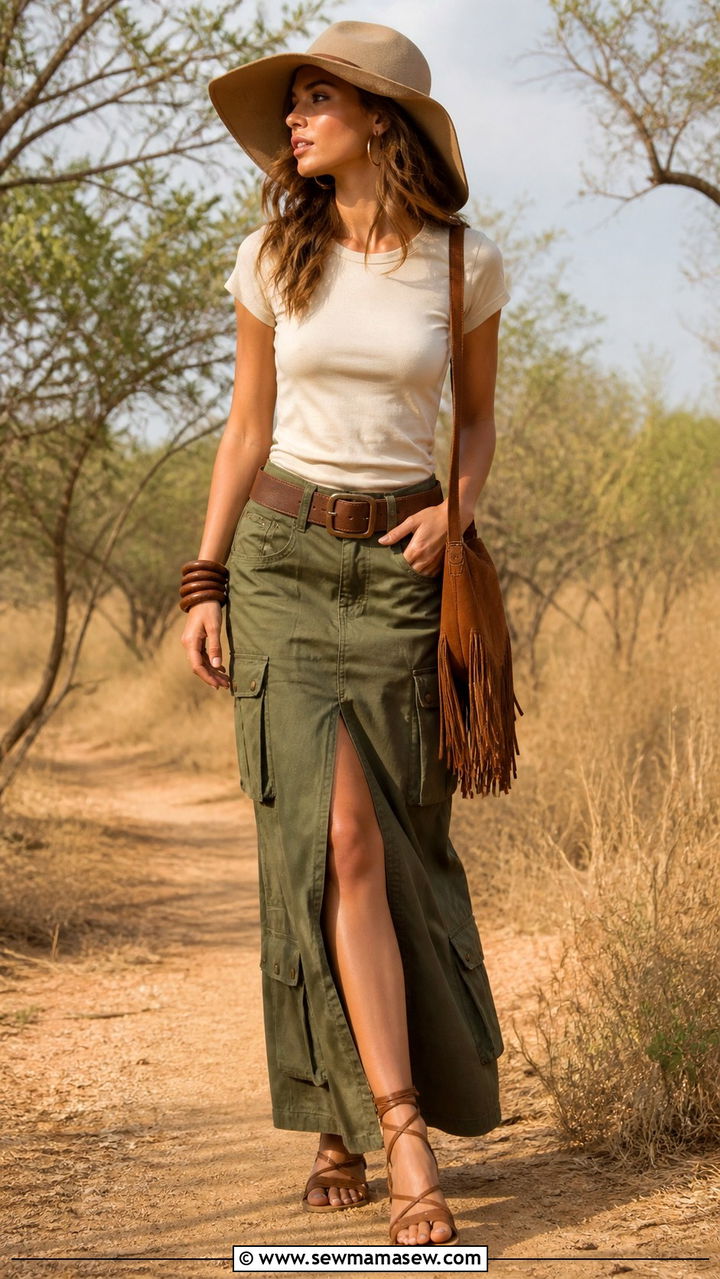 Cargo Skirt With Fitted Tee Safari Outfit - 40 Safari outfit ideas
