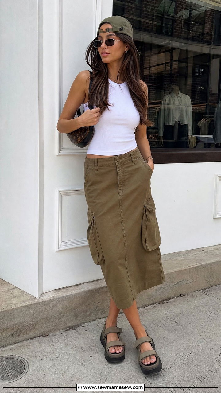 Cargo Skirt and Tank Top Summer Outfit - 30 summer streetwear outfit ideas