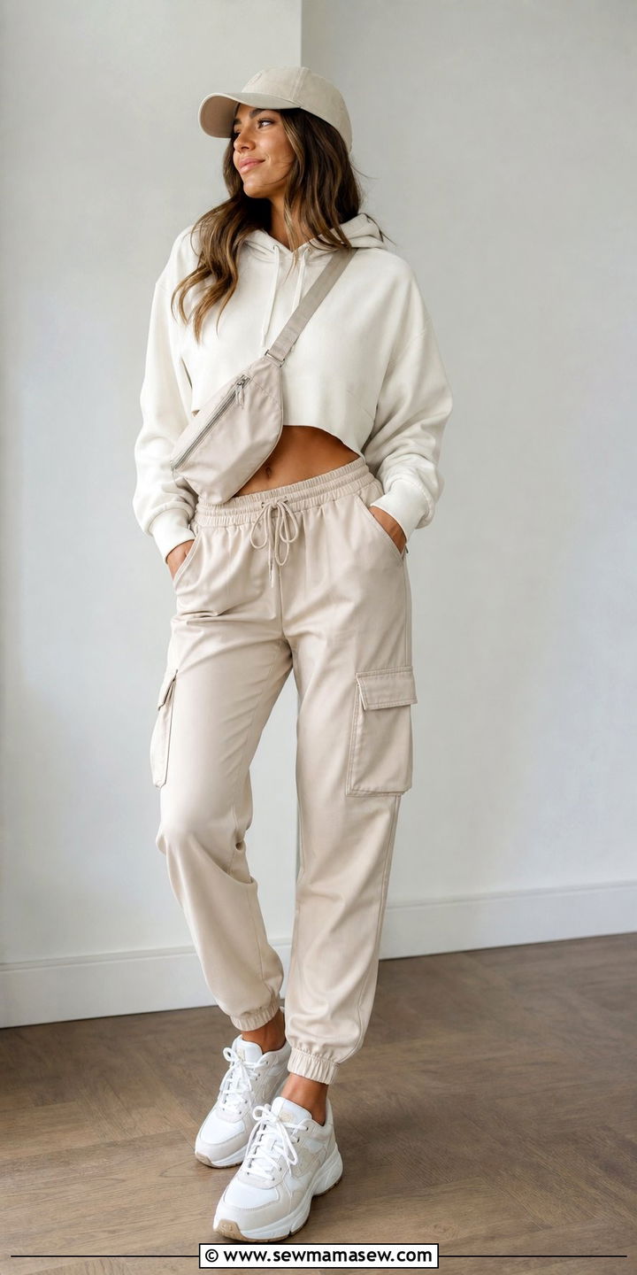 Cargo joggers with hoodie and sneakers - 25 spring cargo pants outfit ideas