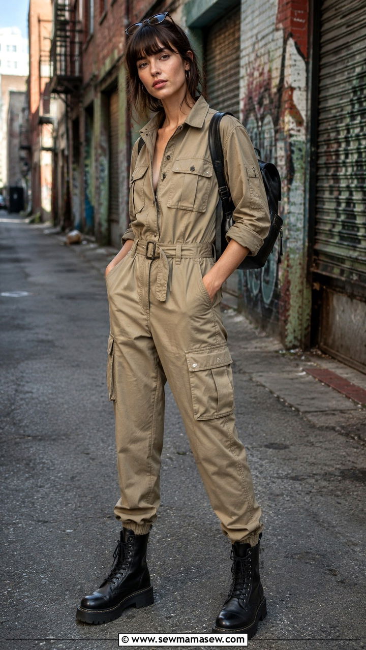 Cargo jumpsuit outfit with combat boots women - 30 jumpsuit outfit ideas for women