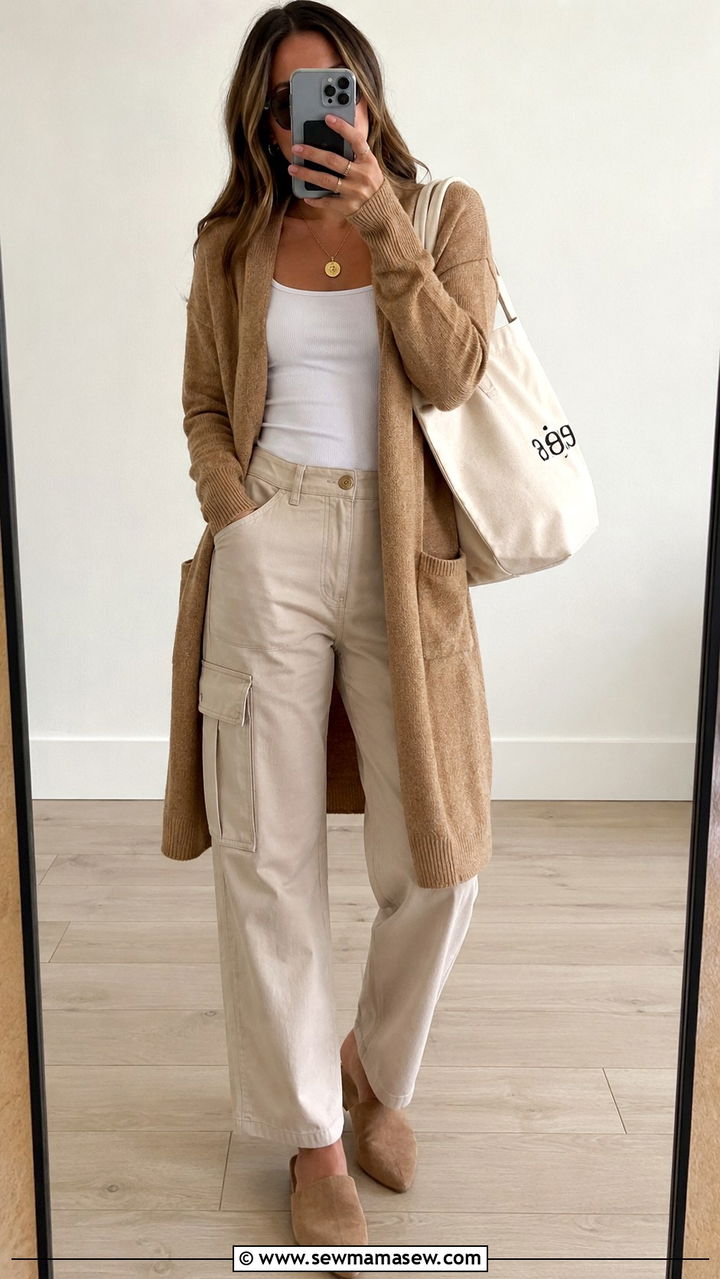 Cargo pants and cardigan outfit for travel - 30 Cargo pants outfit ideas for travel