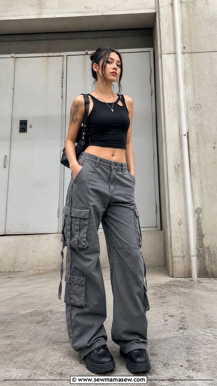Cargo pants and crop top outfit - 40 First day of summer outfits