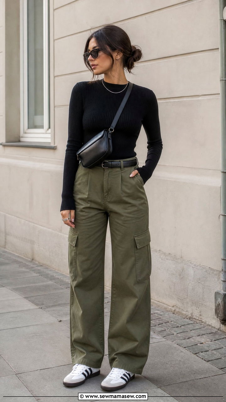 Cargo pants and fitted knit Copenhagen outfit - 25 casual Copenhagen outfits