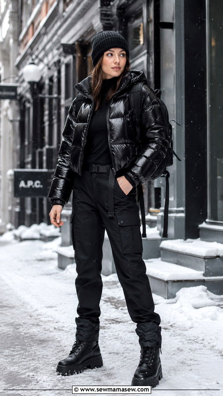 Cargo pants and puffer jacket outfit for cold weather travel - 30 Cargo pants outfit ideas for travel