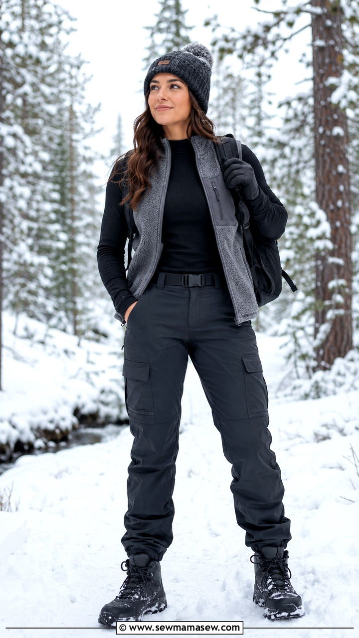 Cargo pants and thermal top outfit for cold weather travel - 30 Cargo pants outfit ideas for travel