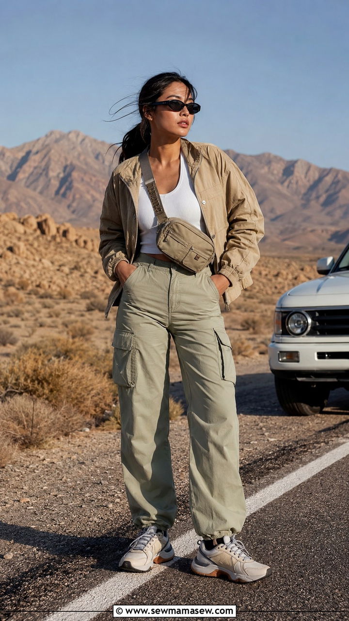 Cargo pants and utility jacket outfit for travel - 30 Cargo pants outfit ideas for travel