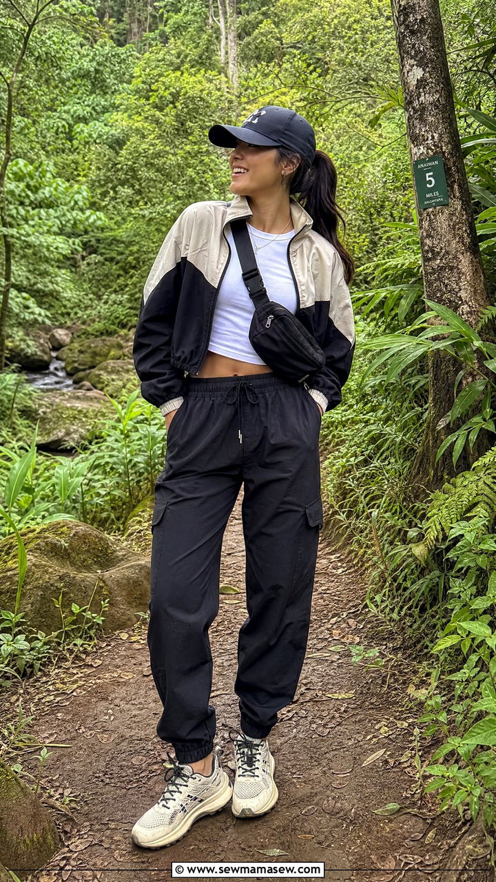 Cargo pants and windbreaker outfit for travel - 30 Cargo pants outfit ideas for travel