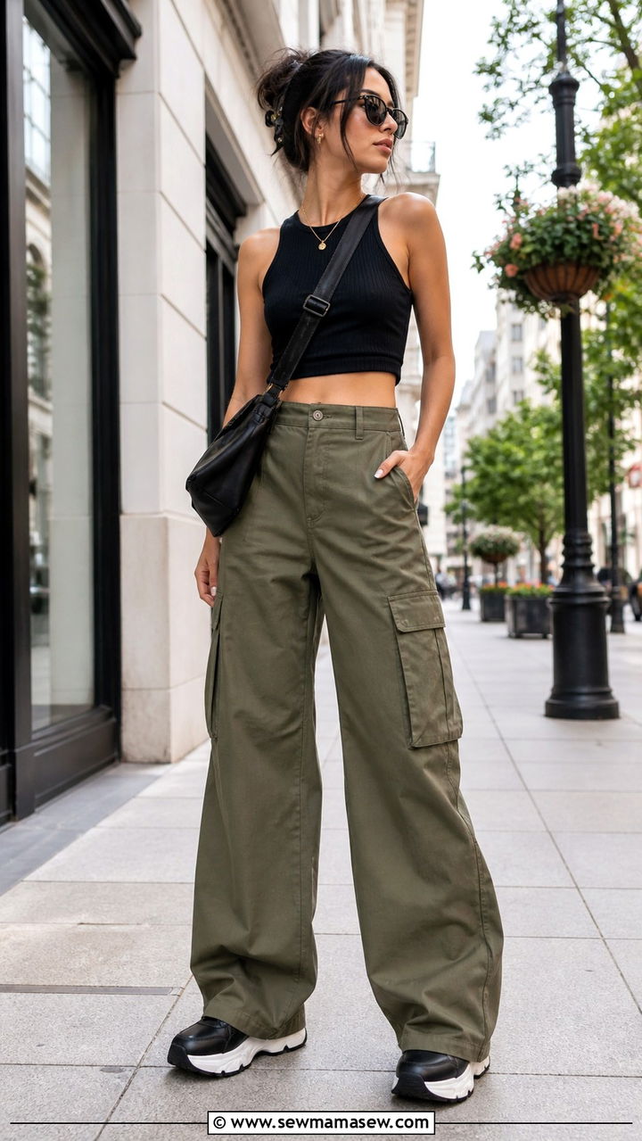 Cargo pants with crop top outfit - 40 trendy outfits ideas