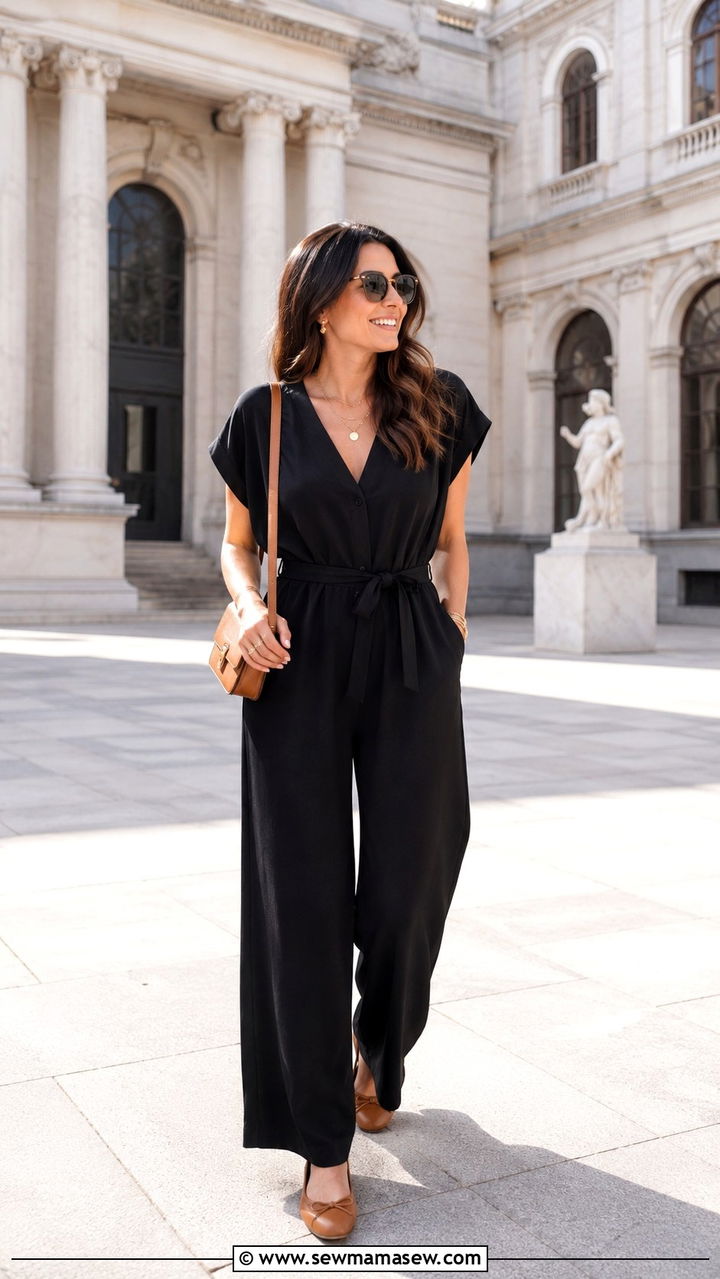 Cargo pants with cropped denim jacket and sneakers - 30 Spring travel capsule wardrobe