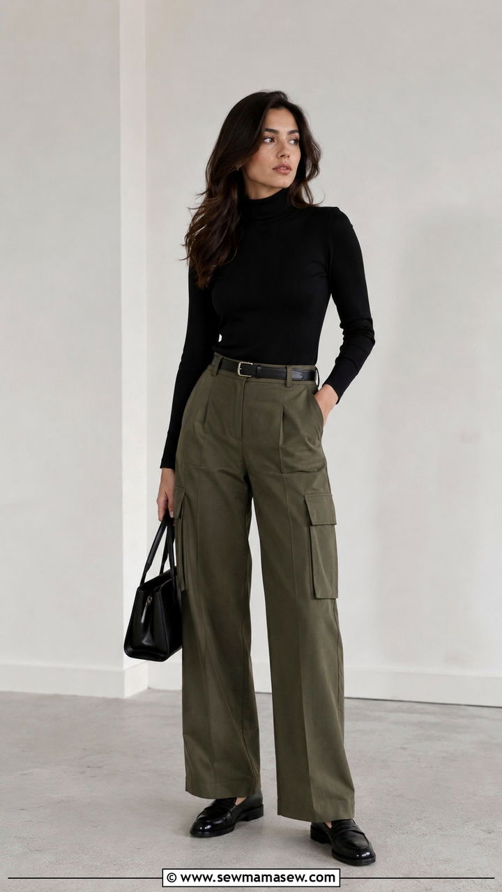 Carolyn Bessette Kennedy Cargo Pants Black Turtleneck Outfit - 20 Old money outfit ideas Carolyn Bessette Kennedy