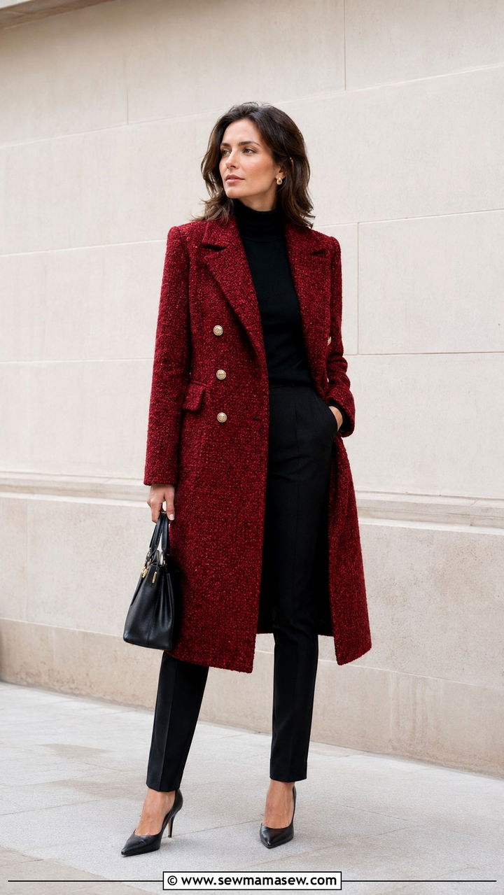 Carolyn Bessette Kennedy Red Tweed Coat Look - 20 Old money outfit ideas Carolyn Bessette Kennedy