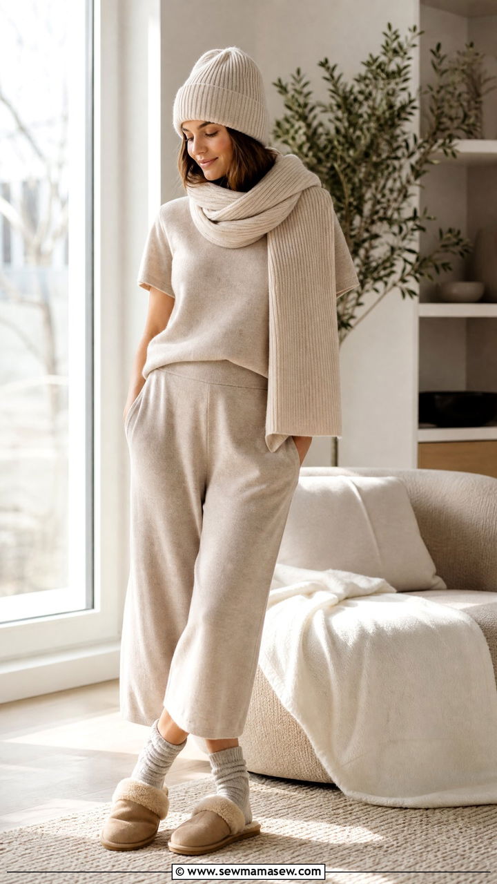 Cashmere Accessories with Lounge Set - 25 Cashmere loungewear outfit ideas