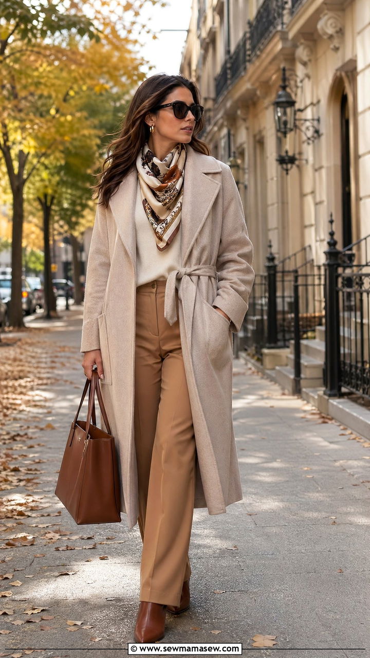 Cashmere Coat And Silk Scarf - 35 Designer outfit ideas