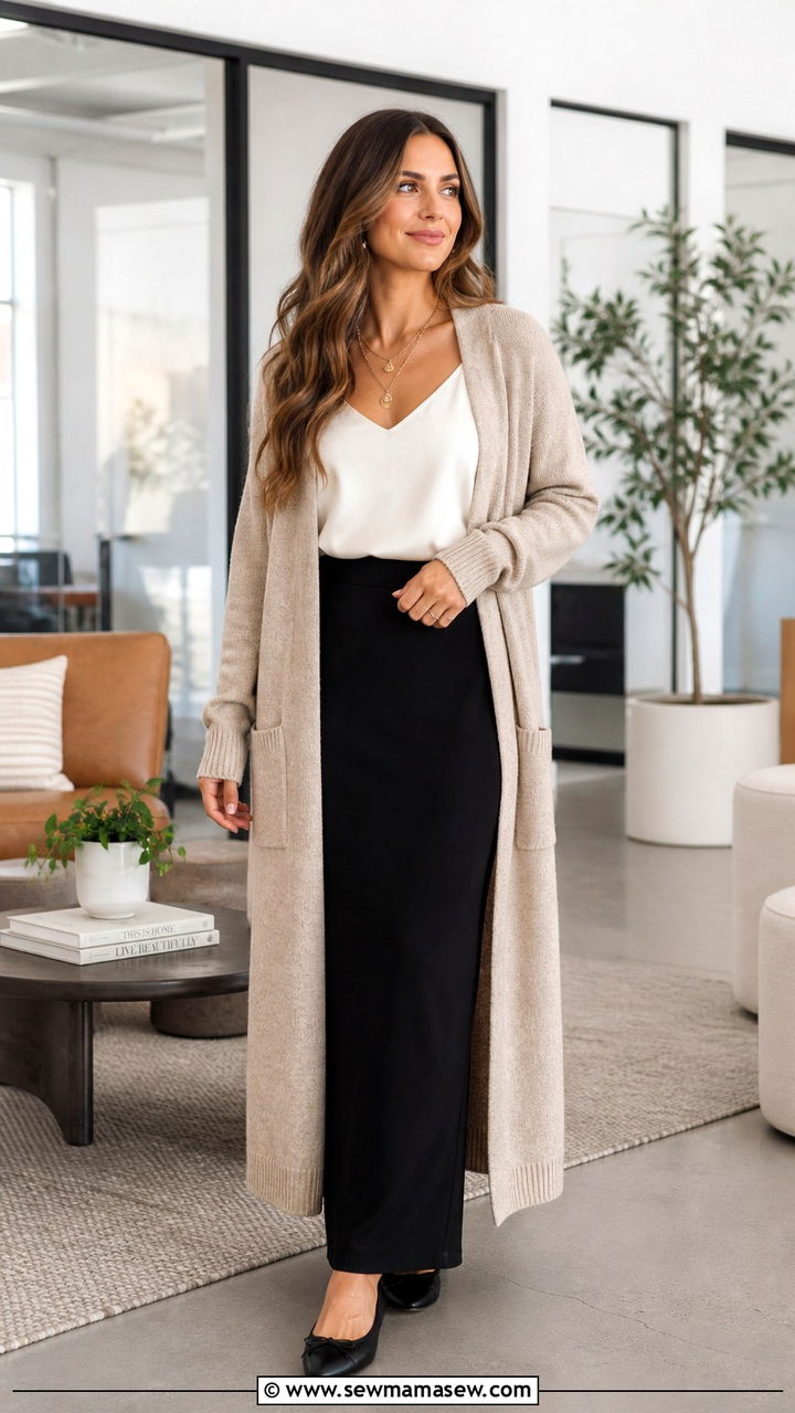 Cashmere Crewneck Sweater with Tailored Trousers and Loafers - 40 classy business casual outfits