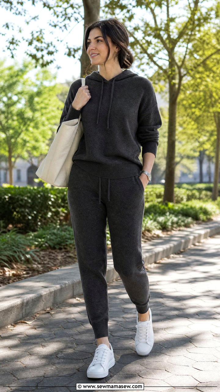 Cashmere Hoodie and Tapered Sweatpant Set - 30 Luxury loungewear outfit ideas