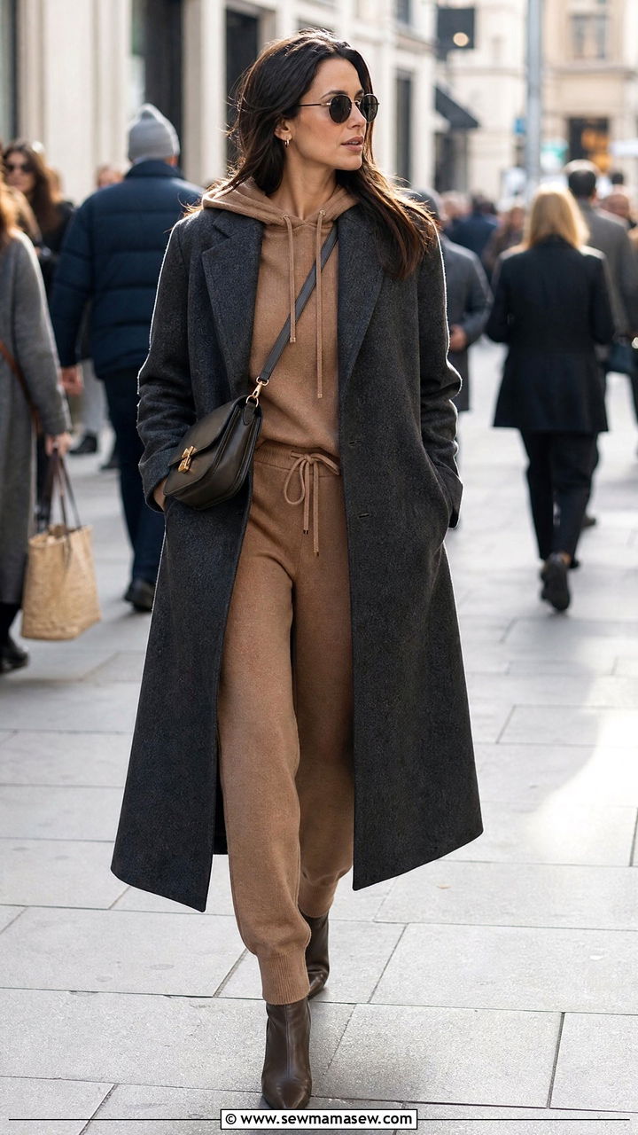 Cashmere Lounge Set with Long Coat - 25 Cashmere loungewear outfit ideas