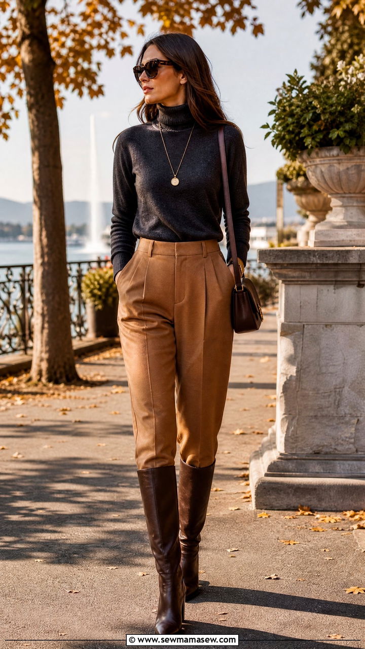 Cashmere Sweater And Leather Boots For Geneva Fall - 25 Geneva outfit ideas