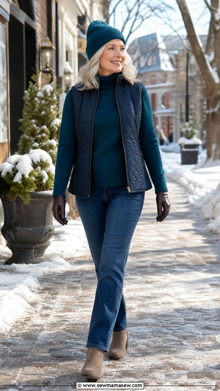 Cashmere Sweater And Straight Leg Jeans Winter Casual Retirement Outfit - 20 Retirement outfit ideas 2026