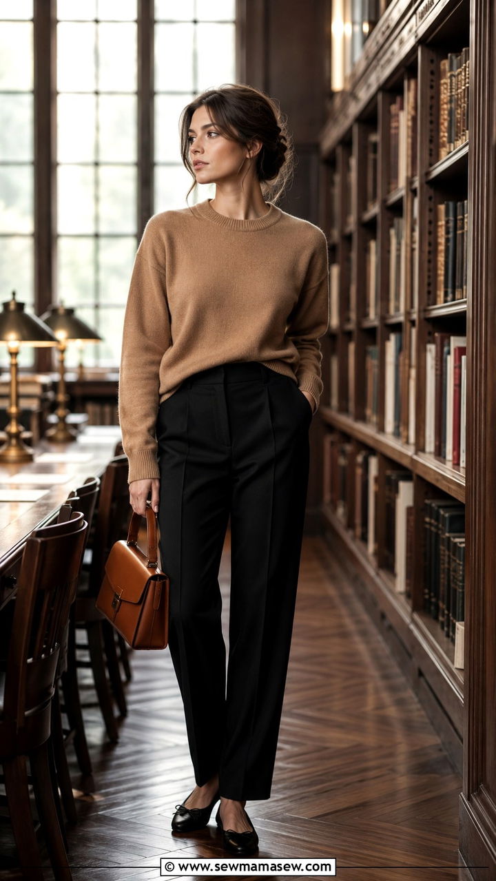 Cashmere Sweater And Tailored Trousers Outfit - 30 Law student outfit ideas