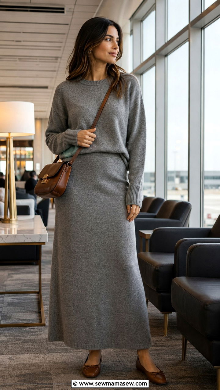 Cashmere Sweater With A Knit Maxi Skirt Outfit - 30 how to style maxi skirt outfits
