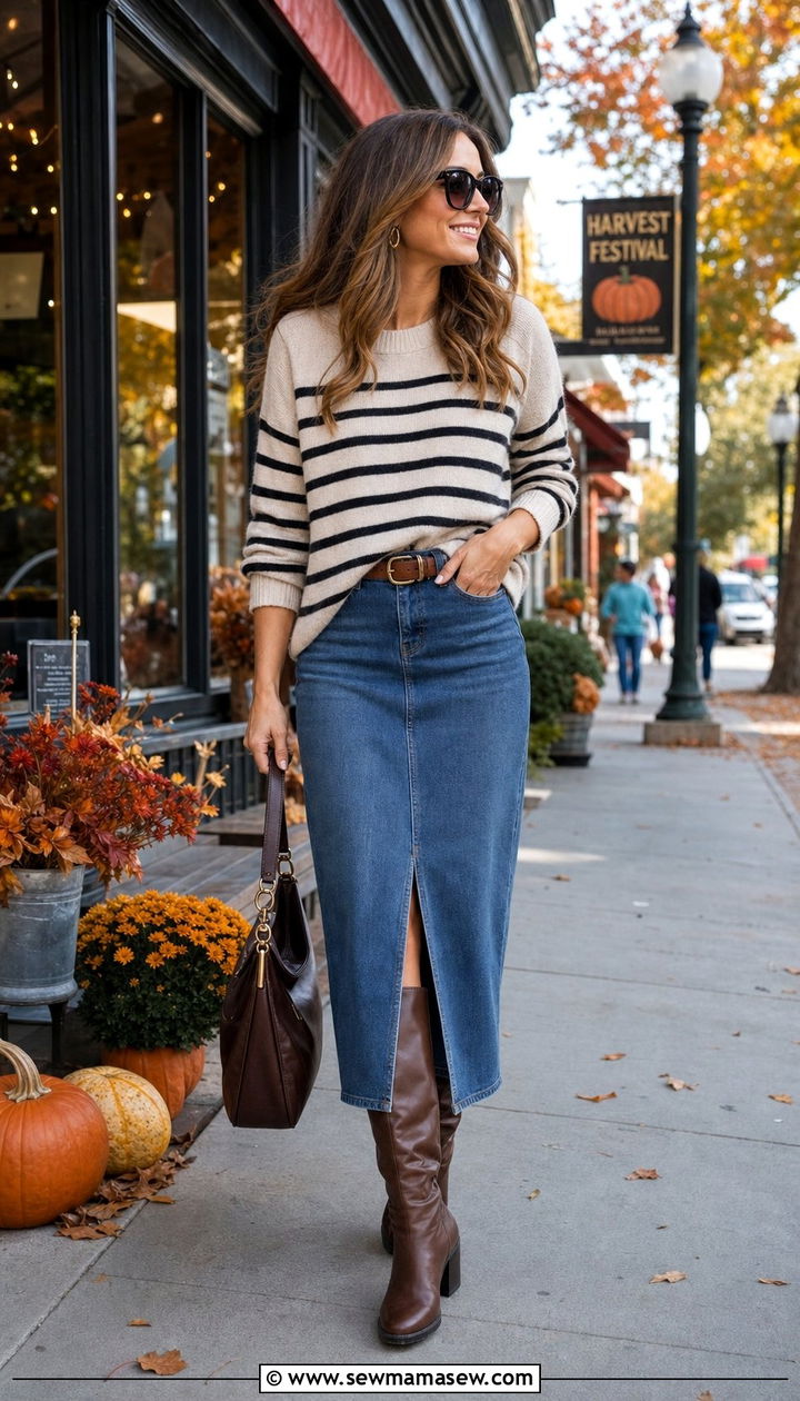 Cashmere Sweater With Denim Skirt Outfit - 35 Cashmere sweater outfit ideas