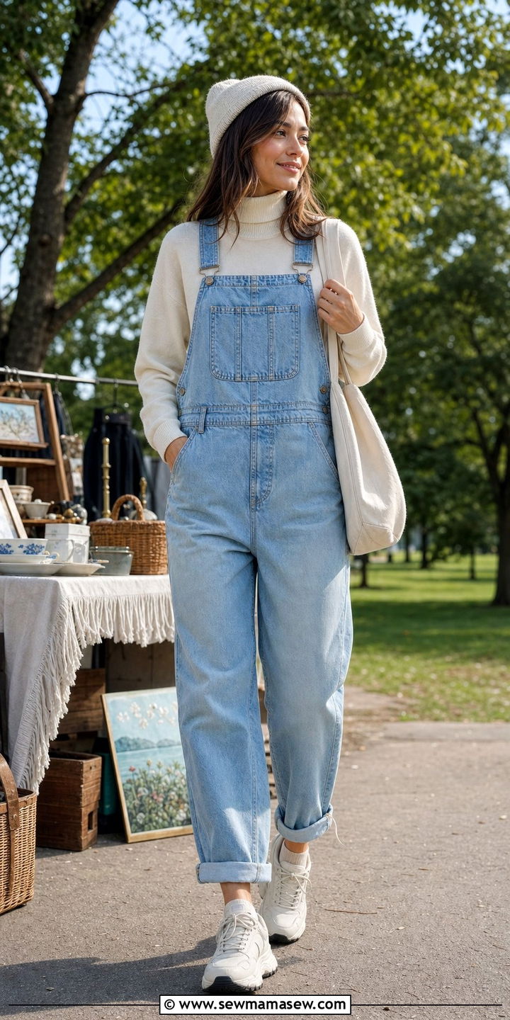 Cashmere Sweater With Overalls Outfit - 35 Cashmere sweater outfit ideas