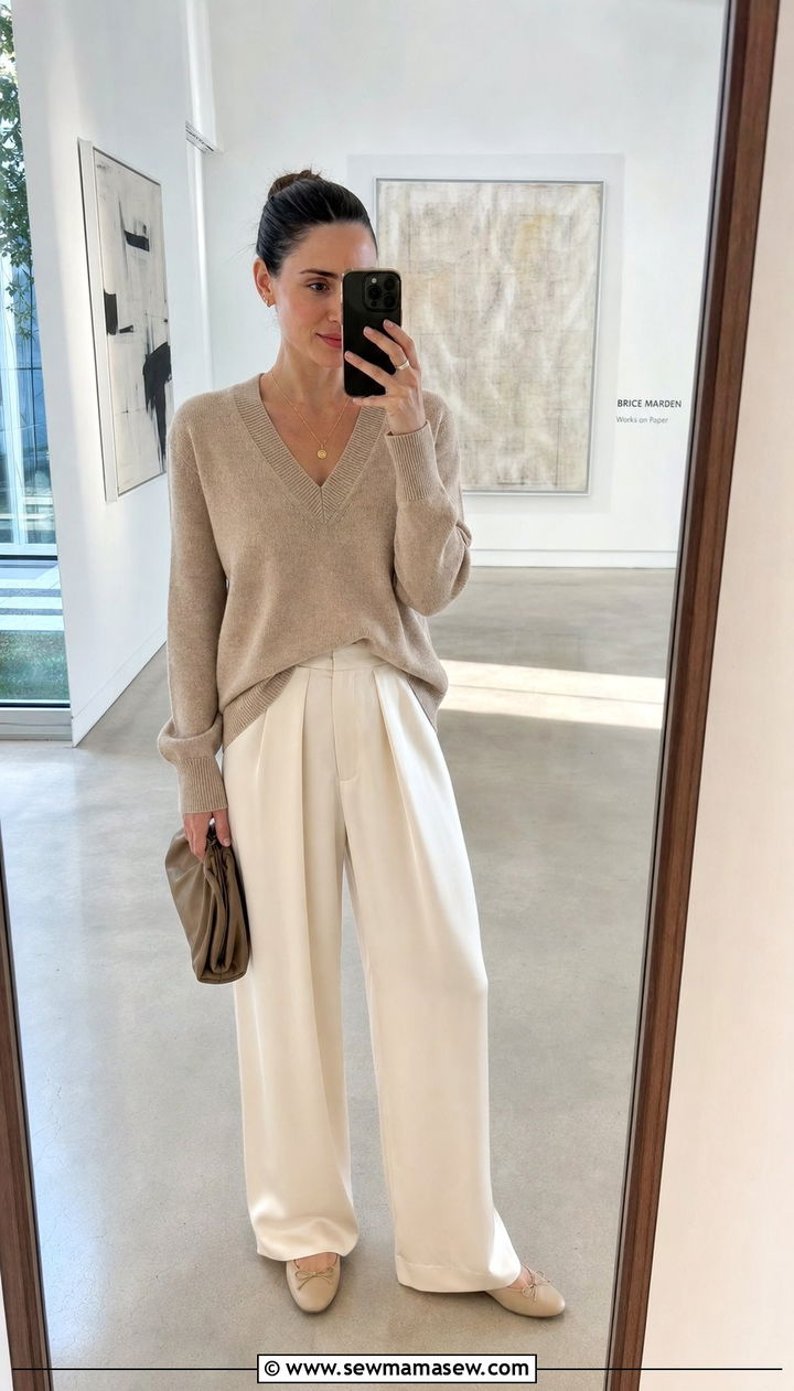 Cashmere Sweater With Silk Pants Outfit - 35 Cashmere sweater outfit ideas